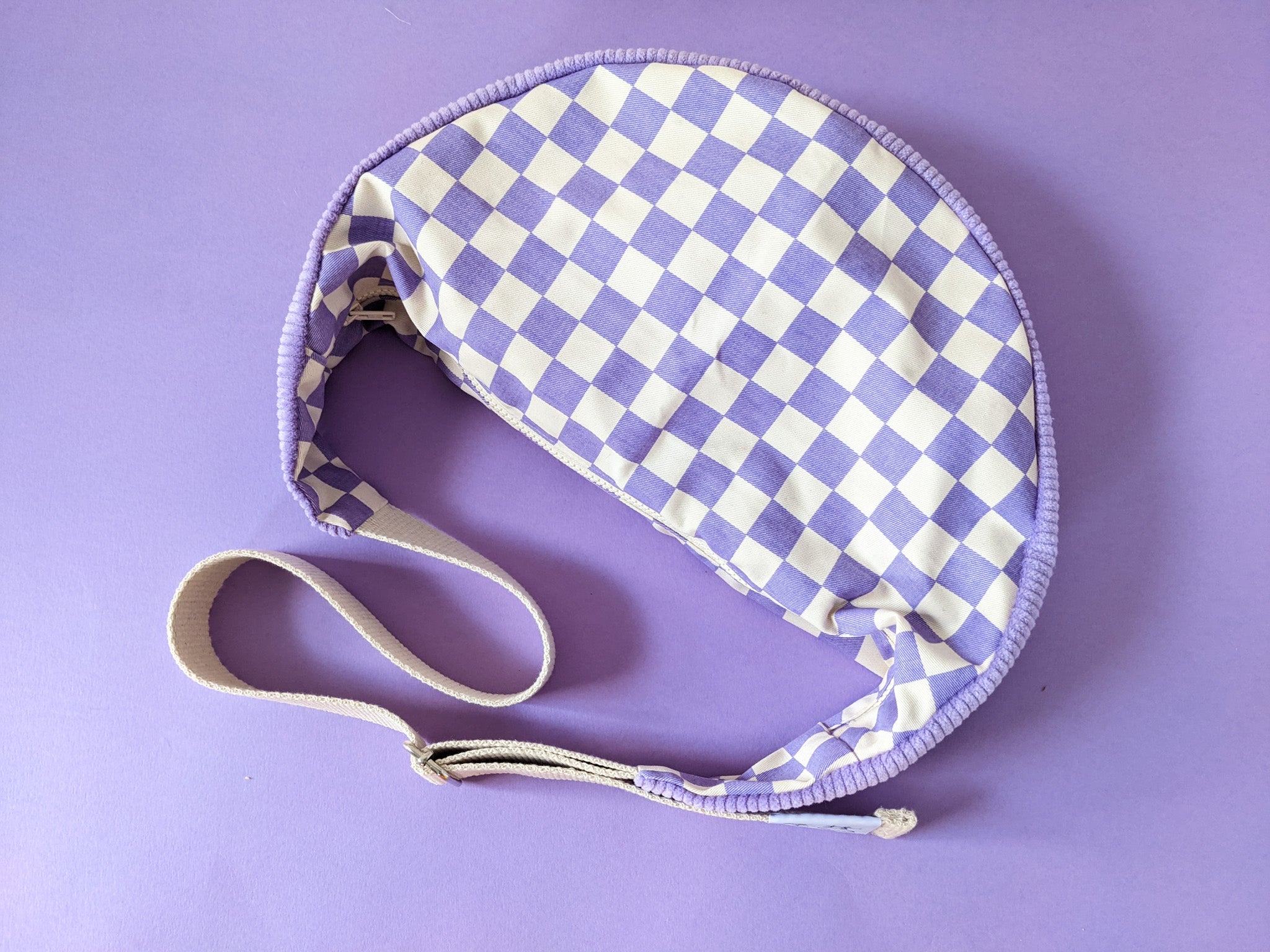 Lilac Checkerboard & Cord Sling Bag
