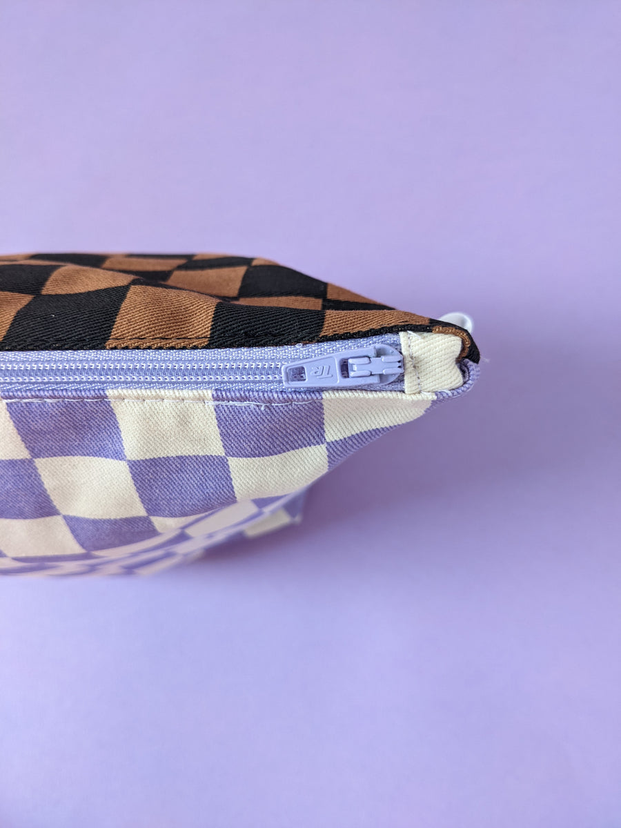 Checkerboard Zip Top Bag Custard Cloth