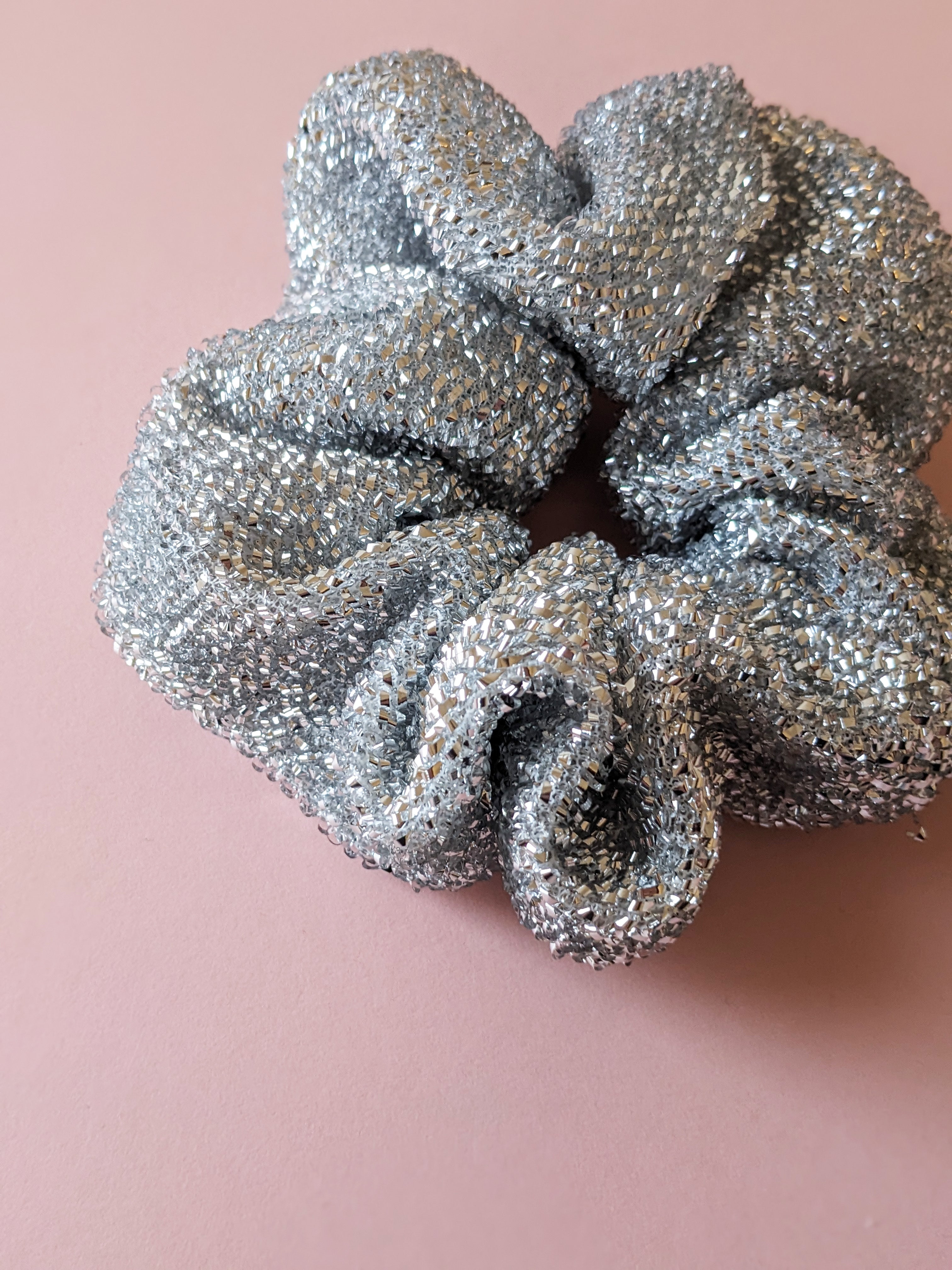 Silver Tinsel Scrunchie