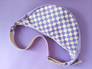 Lilac Checkerboard & Cord Sling Bag