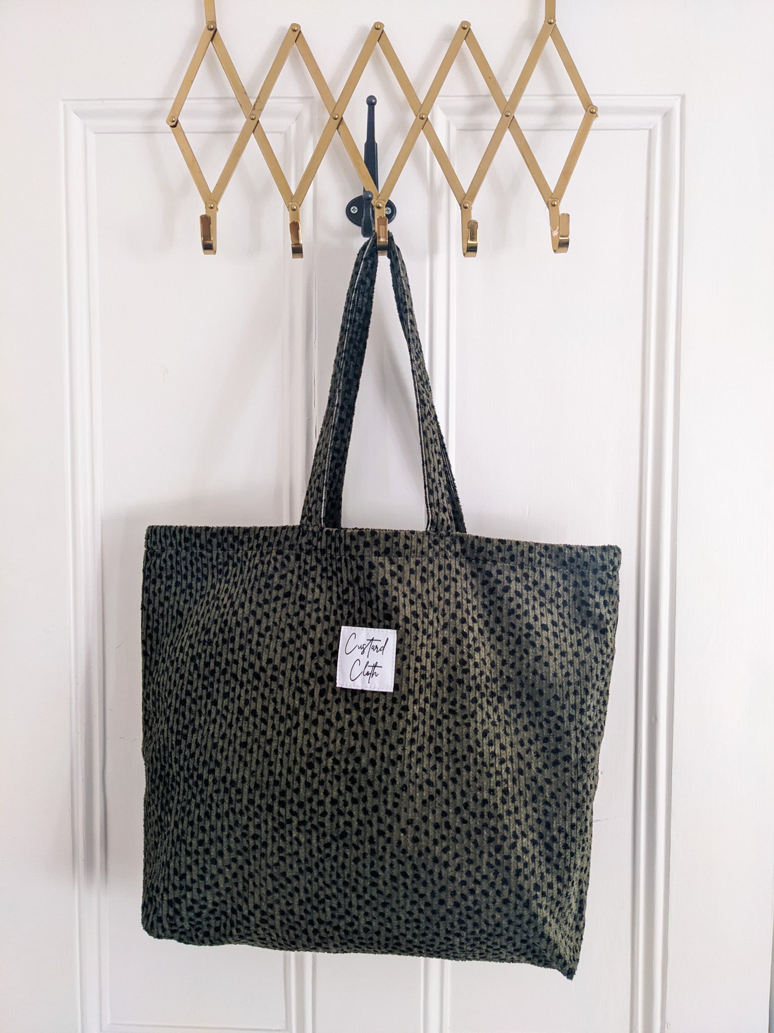Green Leopard Cord Weekend Tote Bag