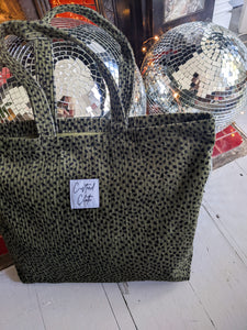 Green Leopard Cord Weekend Tote Bag