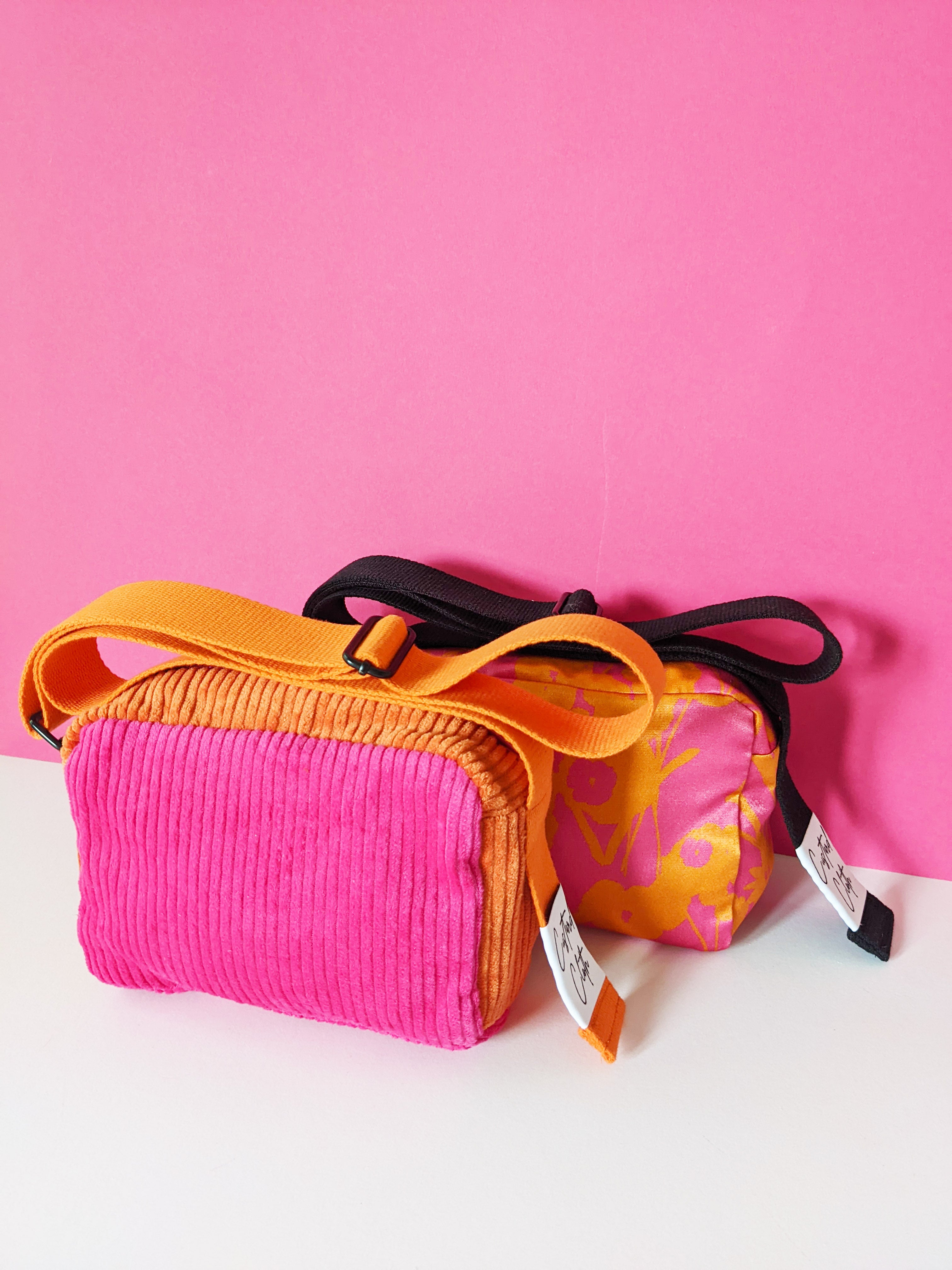 Pink & Orange Cord Cross Body Bag