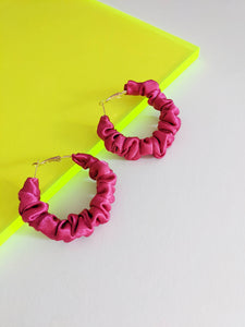 Pink Scrunchie Hoop Earrings