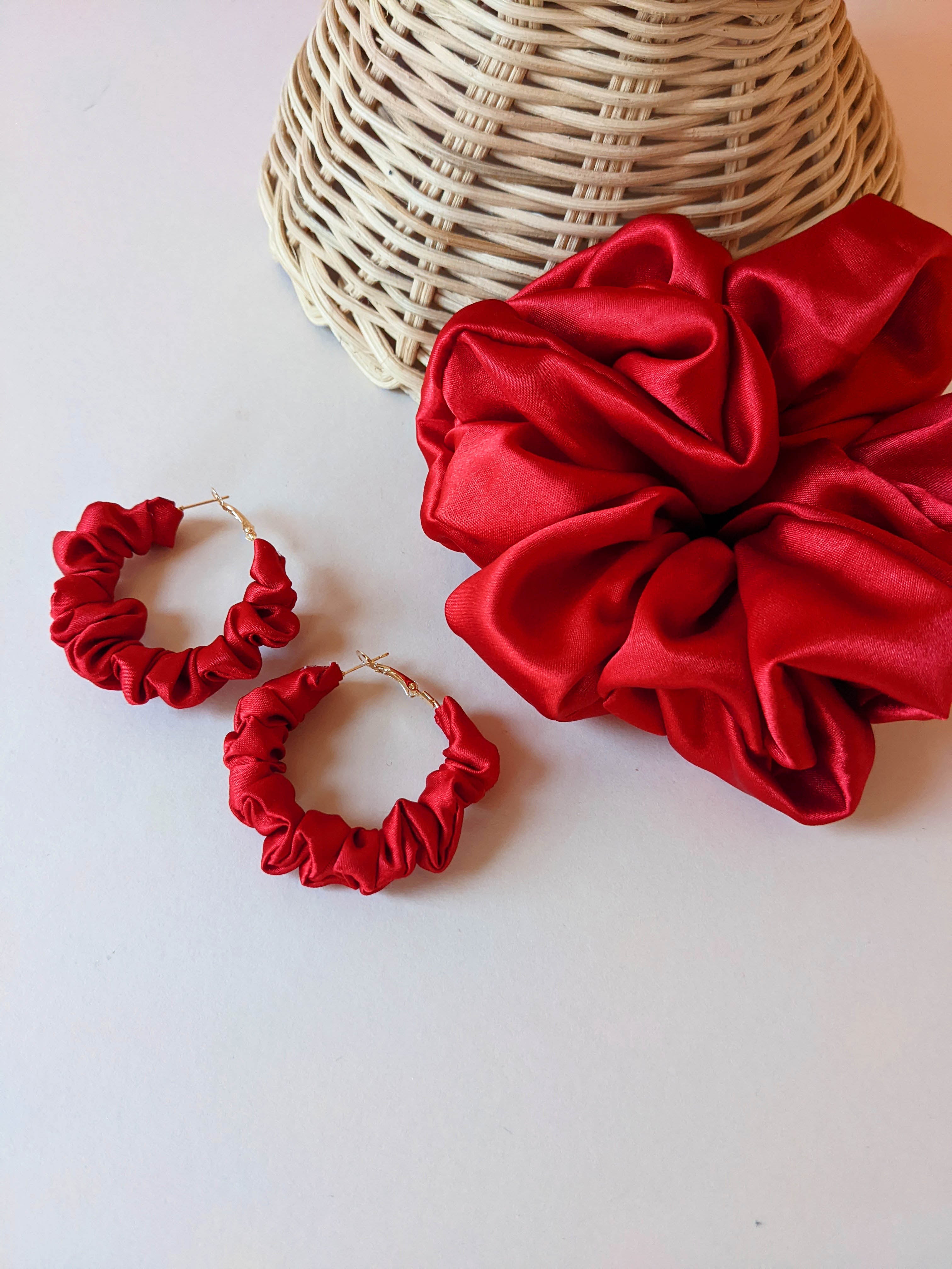 Mama's Cloth Red Scrunchie Earrings
