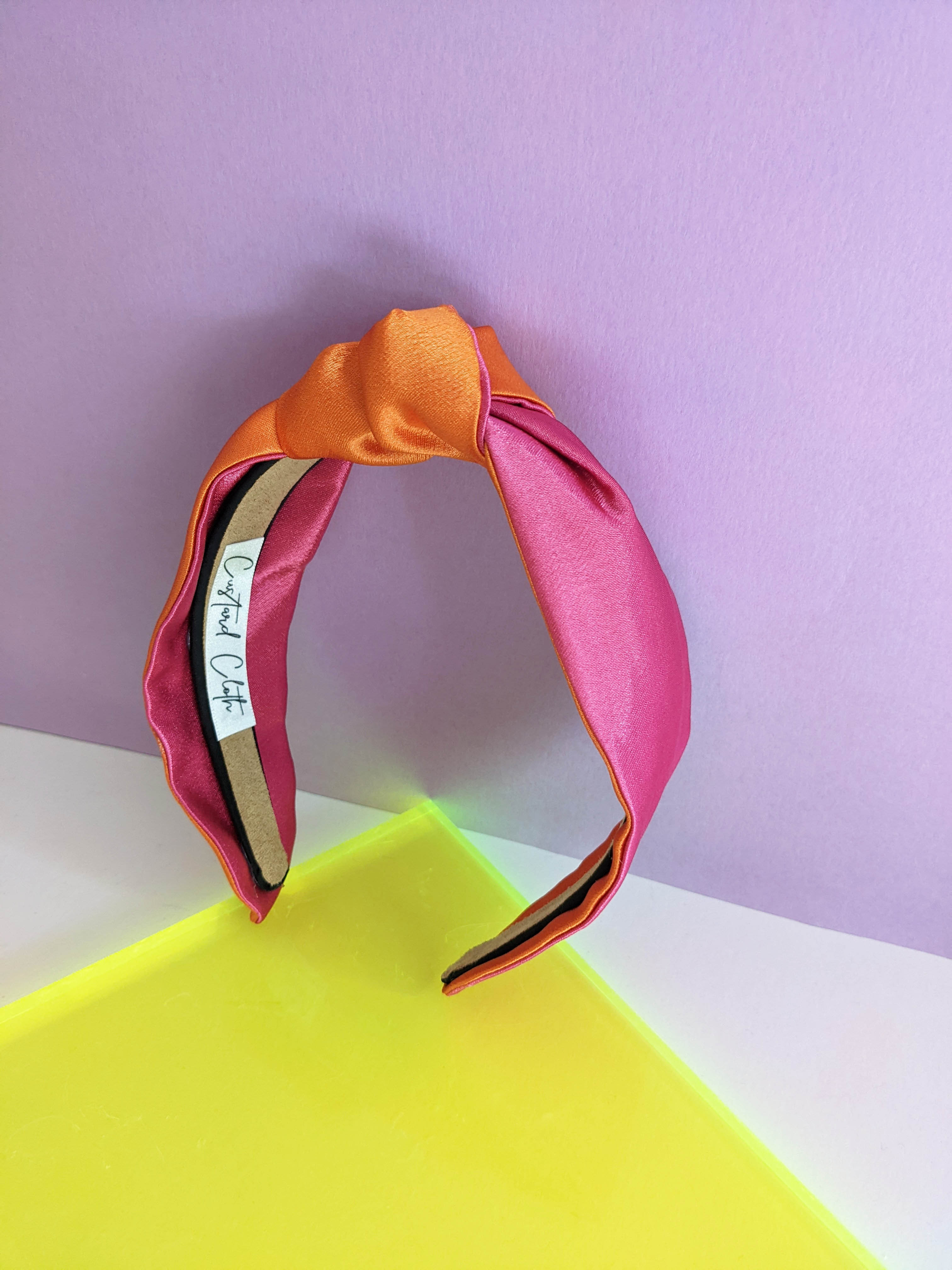 Orange and Pink Satin Headband