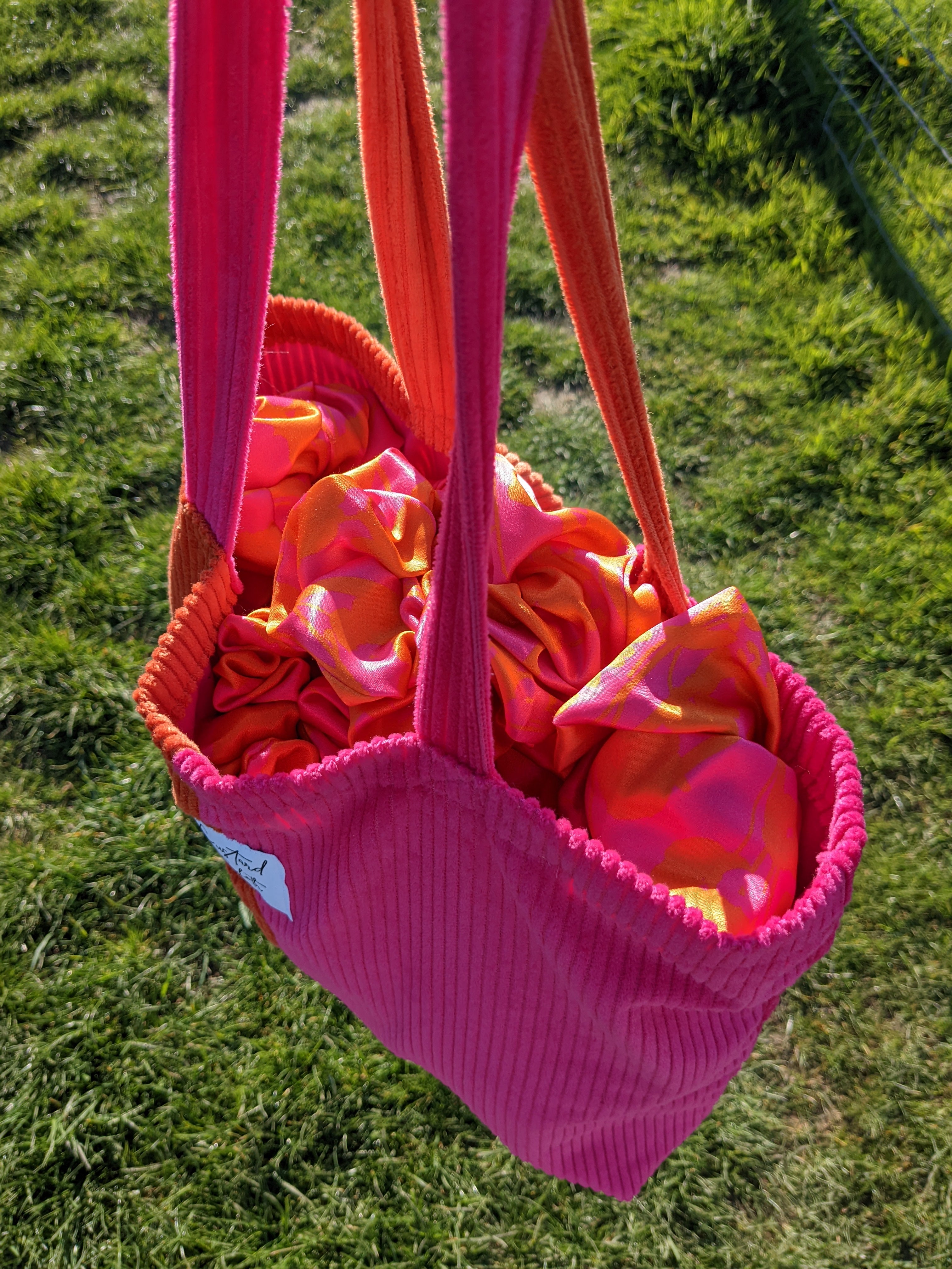 Pink and Orange Cord Weekend Tote Bag