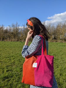 Pink and Orange Cord Weekend Tote Bag